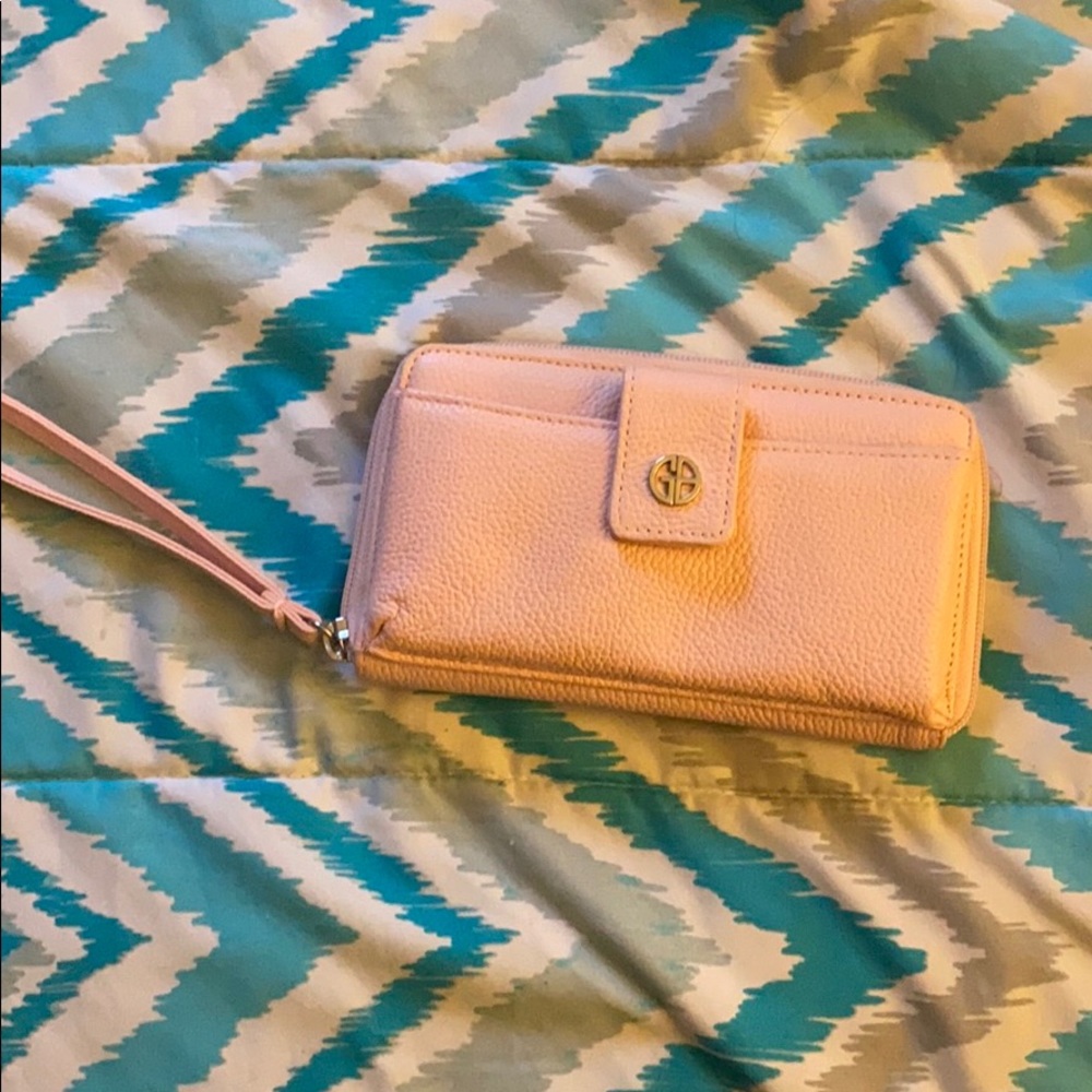 Pink wallet phone wristlet
